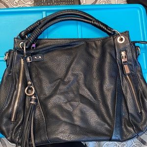 Black faux leather bag